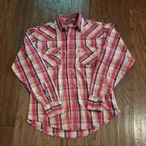 Wrangler 20X Western Long Sleeve Shirt, Red Plaid - Size Small